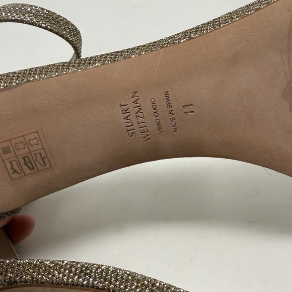 Stuart Weitzman Nudist Gold Glitter Sandals Heels Women’s Size 11 EUC - Picture 10 of 15
